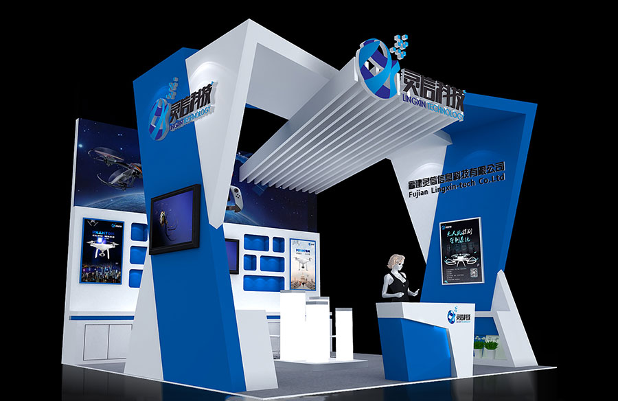 圖片關鍵詞 靈信科技展臺效果圖